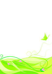 Fototapeta premium green flourish and butterfly