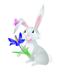 Spring rabbit and butterfly
