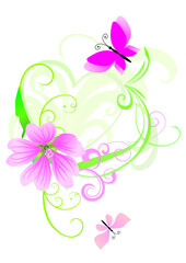 Abstract pink floral background in pink. vector