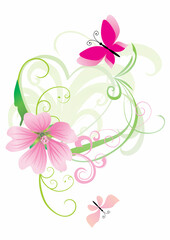 Abstract pink floral background in pink. 