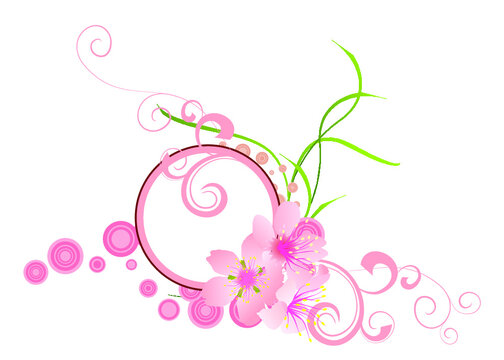 abstract background with circle and pink flowers