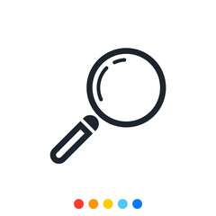 Magnifying glass icon, Search icon, Inspection icon.