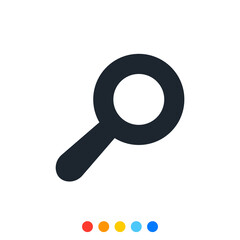 Magnifying glass icon, Search icon, Inspection icon.
