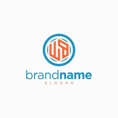 GEOMETRIC LETTER WB HEXAGON LOGO DESIGN COMPANY