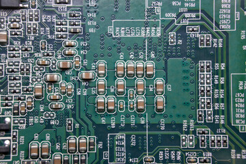 Details of electronic board. Close-up of electronic circuit board with SMD components