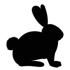 rabbit, hare, black silhouette, isolated vector
