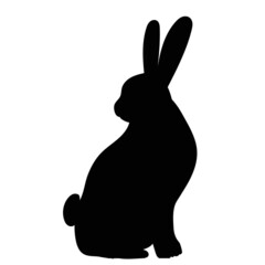 rabbit, hare, black silhouette,  vector