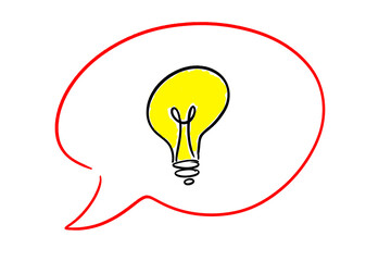 Glühbirne in Sprechblase 