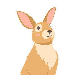 rabbit portrait flat design on white background, isolated vector