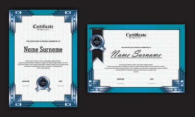 set luxury certificate template design, modern with an elegant blend of classic textures behind it. premium and elegant