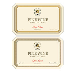 WINE LABEL FOR WHITE AND RED CLASSIC WINE BOTTLES, ITALIAN WINE