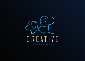 Pet Care Logo Design Template. Pet Shop Icon Line Art Vector