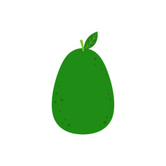 cartoon avocado isolated on white, vector illustration