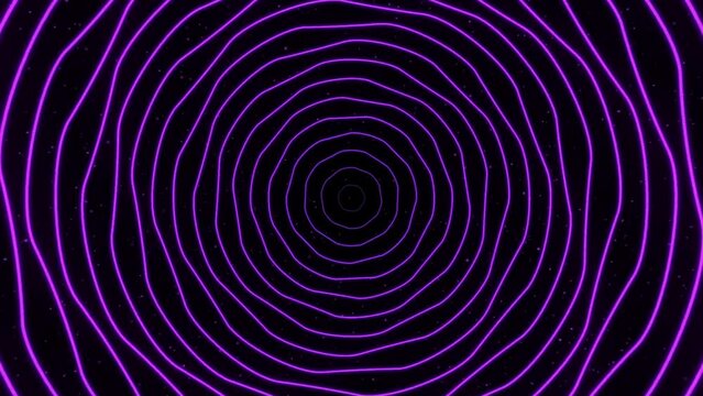 Moving through circles. Abstract purple background . Modern colorful wallpaper. Loop animation. infinity loop tunnel