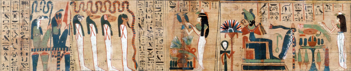 Ancient Egyptian papyrus with traditional signs and symbols