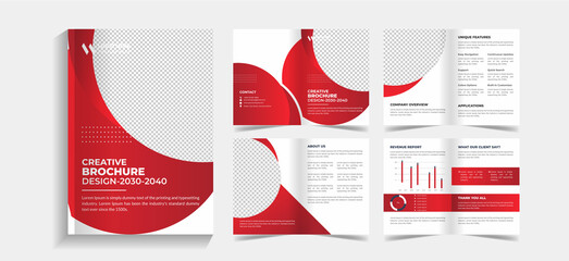 Corporate 8 pages business brochure design template. 8 pages business company profile