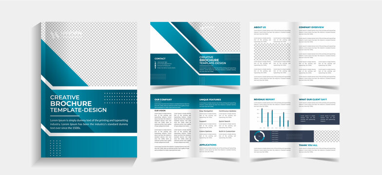 Corporate 8 pages business brochure design template. 8 pages business company profile