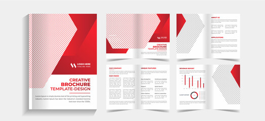 Corporate 8 pages business brochure design template. 8 pages business company profile