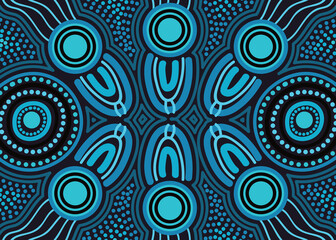 Fototapeta na wymiar Blue aboriginal vector background