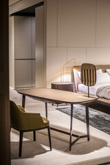 modern cozy and stylish working place in bedroom