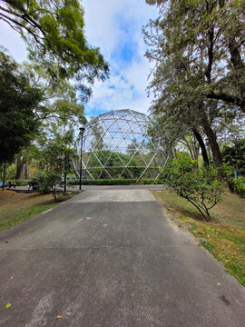 Vertical view of the Geodesic Sphere of the Agua Azul Park