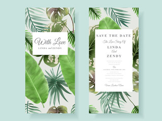 Exotic Hawaiian wedding invitations card template