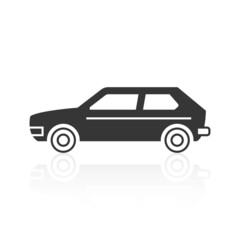 Solid car, side view icon for with shadow, vector illustration