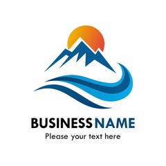 Mountain with water logo template illustration