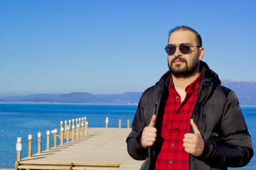 portrait of handsome man in sunglasses	