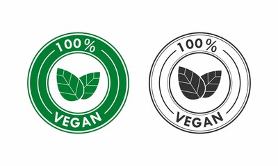 100 % Vegan logo template illustration