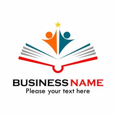 Education logo template illustration, there are book with people and star