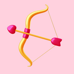 3d valentine bow and arrow isolated background