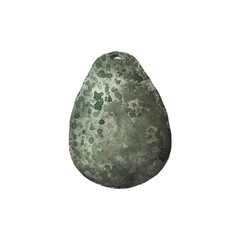 Watercolor illustrated ripe avocado