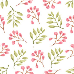 Watercolor leaf seamless pattern