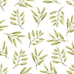 Watercolor leaf seamless pattern