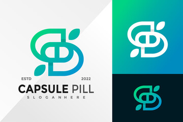 Letter S Capsule Pill Logo Design Vector illustration template