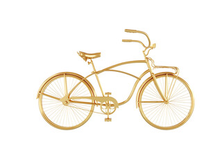 Golden Bike isolated on a white background. 3d Rendering