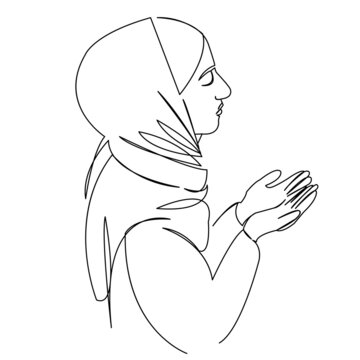 woman praying line art clip art preview