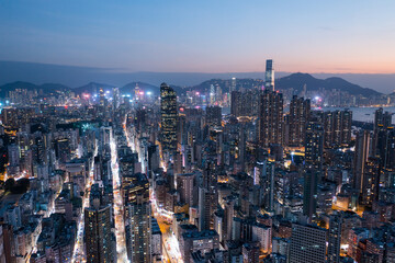 Hong Kong city at sunset time in Kowloon side