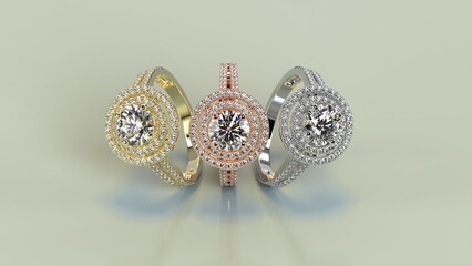 round halo ring stacked view one