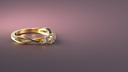 three stone engagement ring in yellow