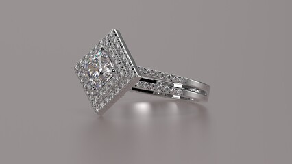 round double halo engagement ring with side stones