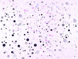 Abstract background in pink colors with  dark blue ,white, violet,lavender colors polka dots  on it.