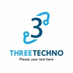 Number 3 techno logo template illustration. 