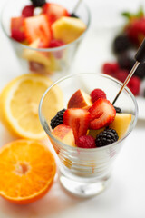 Flavors that will last long after the first mouthful. Still life shot of mixed fruit desesrts.