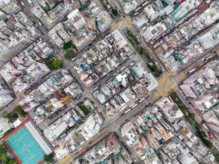 Top down view of city in Hong Kong
