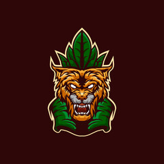 Tiger king head mascot logo template