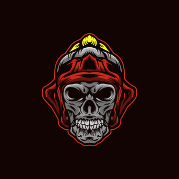 King skull head mascot logo template