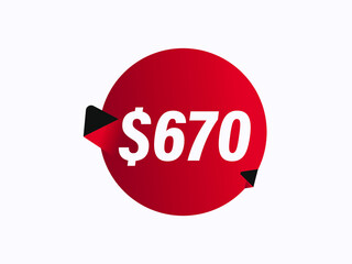 $670 USD sticker vector illustration