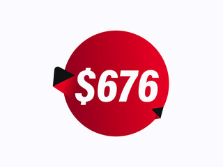 $676 USD sticker vector illustration